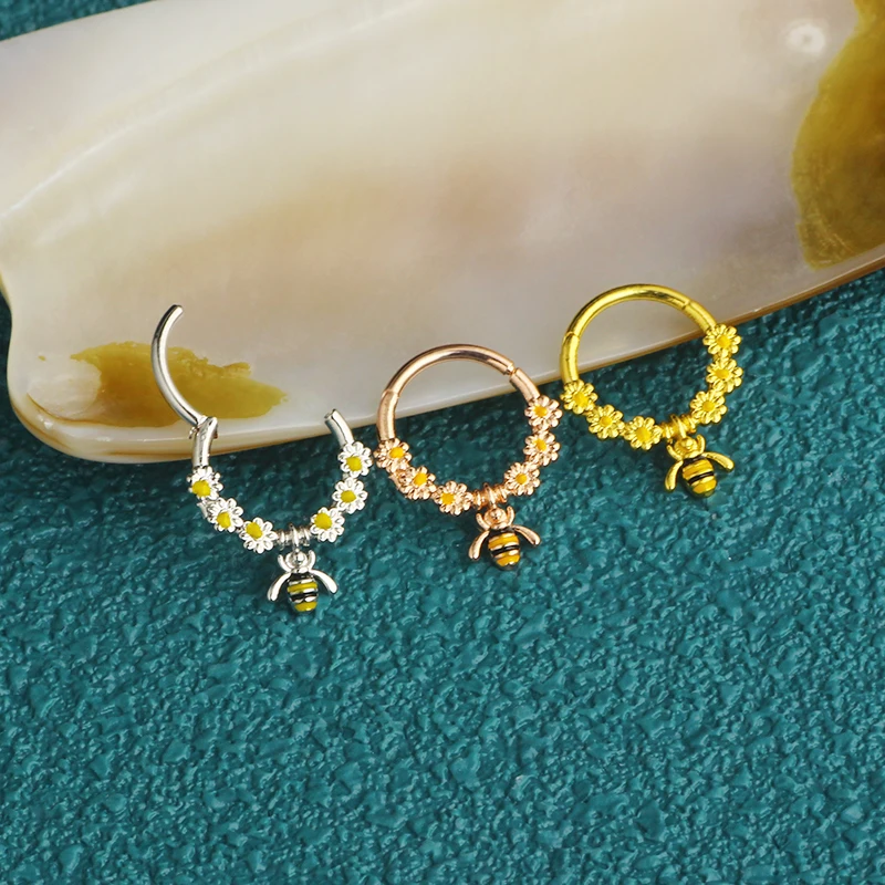 Stainless Steel Been Nose Rings Hoop Clickers Septum Piercing Hoops Tragus Earring Daith Hoop Clicker Helix Piercing Cartilage w