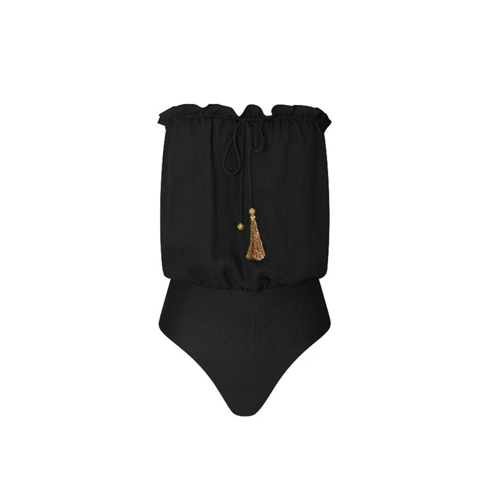 Solid Color Women'S Summer Swimsuit Shoulder Less Bra One Piece Bikini Set Backpackless Swimwear Two-Piece Beach Cover Up 2023