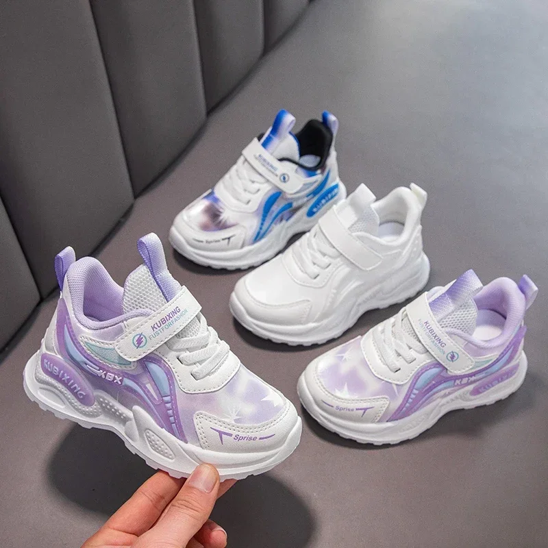 Students Sneakers Mesh Breathable 2025 Brand New Kids Running Shoes White Non-slip Children Fashion Shoes Thick Soft Sole Trendy