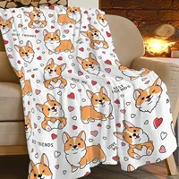 Corgi Blanket Cute Pet Dog Corgi Throw Blankets Super Soft Flannel Cozy Cartoon Pattern Animals Blanket Warm Lightweight 1