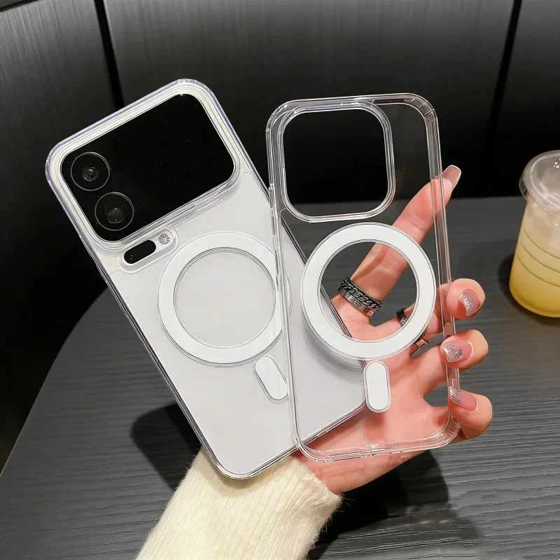 Magnetic Clear Shockproof Phone Case with Wireless Charging Compatibility