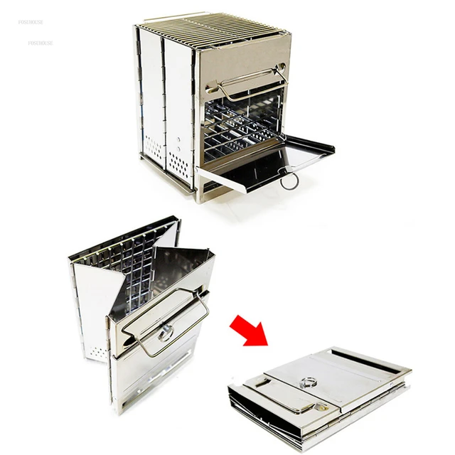 Hordozható Chimeneák Kültéri Máglya Állvány Fűtőkészülékek Rozsdamentes Acél Hajtogató Kerozin Fűtés Kemping Tűzfa Kályha Faszén Tűzhely - Image 4