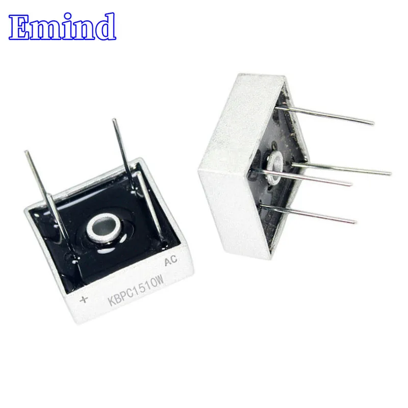 

2Pcs KBPC1510W Bridge Rectifier 15A/1000V DIP-4 Square Bridge Cuttable Feet GBU Footprint Bridge Stack