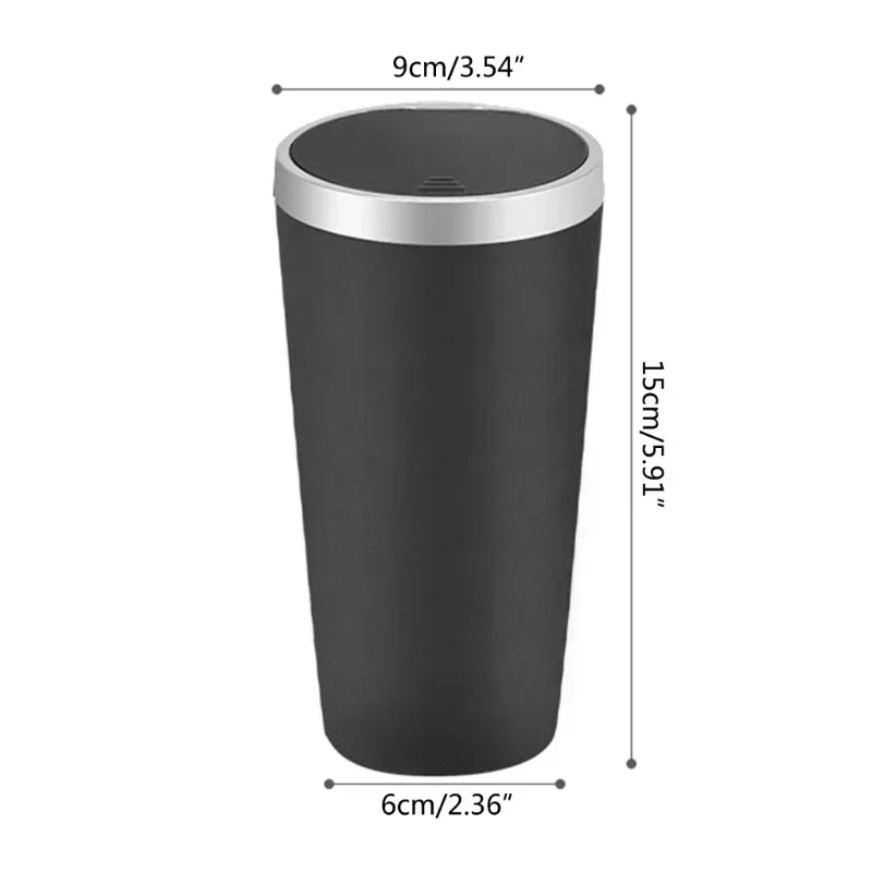 Compact Leakproof Mini Car Trash Can with Pop-Up Lid Odor Blocking Waterproof ABS for Cup Holders Storage