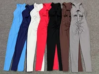 Sporty Jumpsuit Women 2025 Fitness Overalls Padding Gym Clothes Sportswear Tracksuit Mono Mujer Zipper Gray Red Blue Navy Pink - Image 6