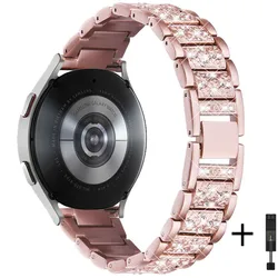 Luxury Diamond Metal Watch Band - Elegant Strap for Gear S3-Galaxy 46mm (Pink gold)