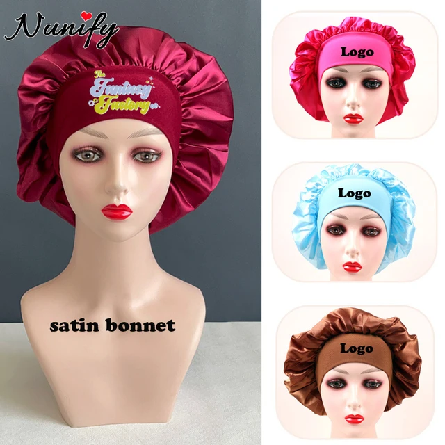 Plussign Custom Logo Satin Bonnets For Women Silk Bonnet Night