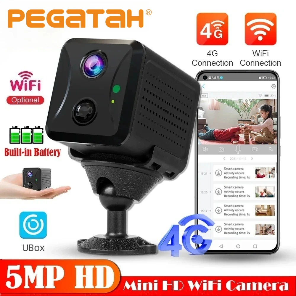 Ubox 5MP HD Mini Camera 4G Sim WiFi CCTV Security IP Camera PIR Motion Detection Wireless Home Outdoor Surveillance Camera 1