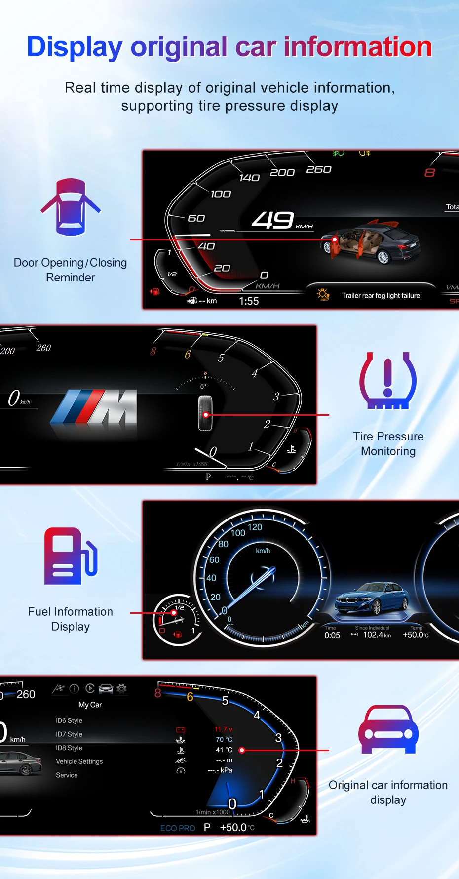 2026 New Product Facroy Price Digital LCD Car Dashboard For BMW X3 E83 2004 to 2