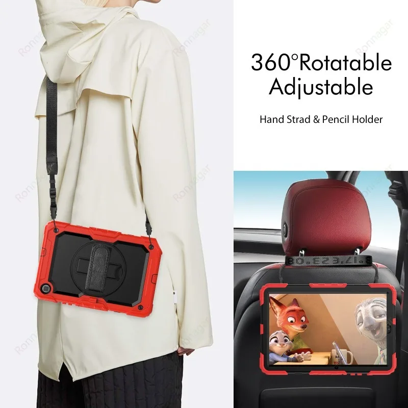 Heavy Duty 360° Rotating Tablet Case with Shoulder Strap