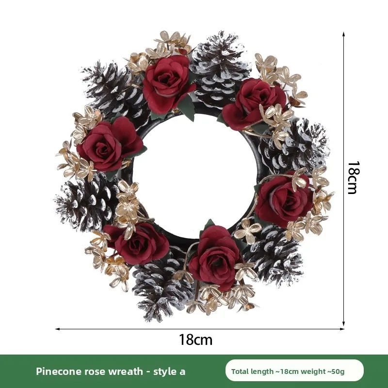 Weihnachtsdekoration, Kerzenständerornamente mit roten Früchten, Weihnachtslandschaft, Tischkerzen, Aromatherapie, kleine Blumengirlanden – Detail 10