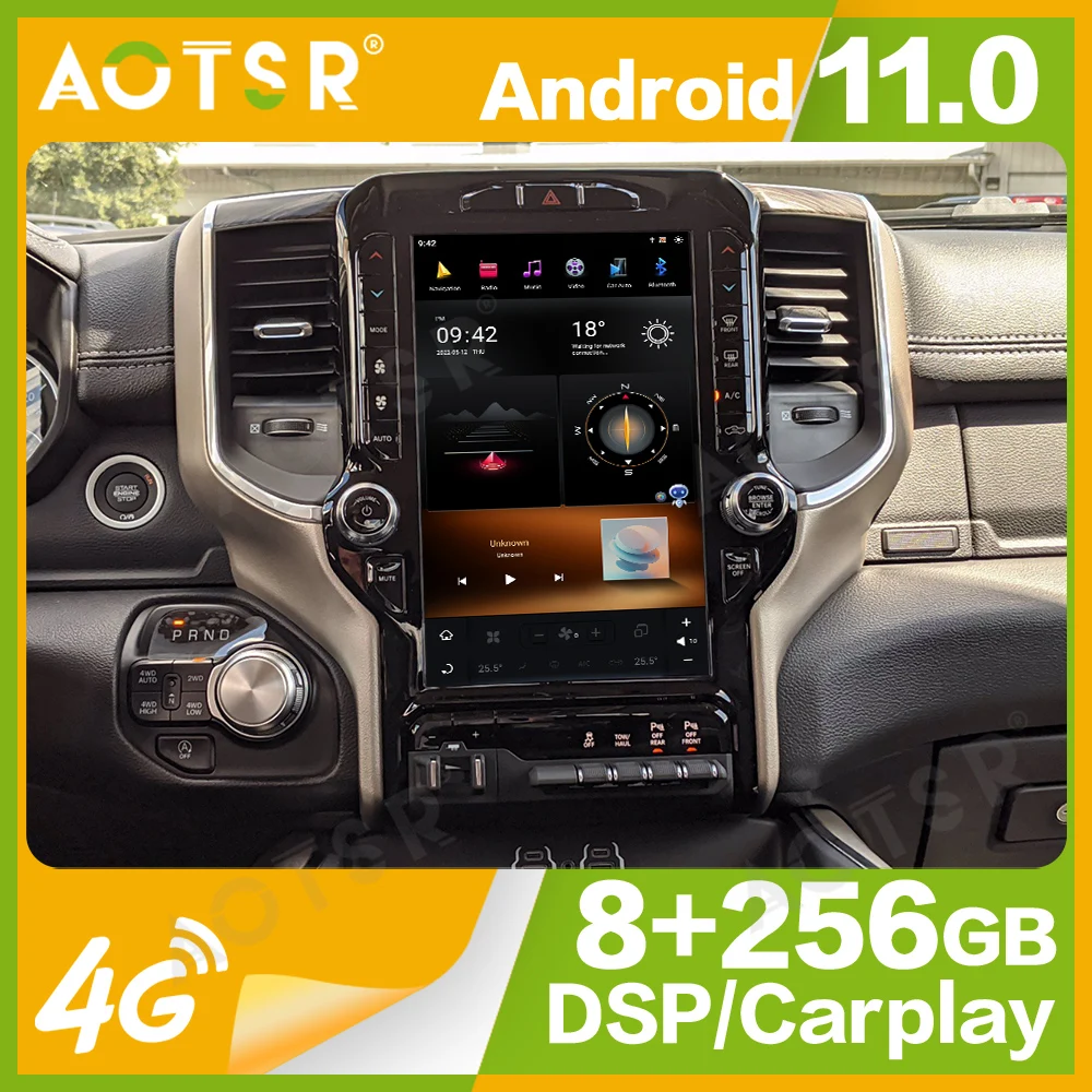 

Автомобильный радиоприемник, мультимедийный плеер с 8-ядерным процессором Qualcomm 12,1 дюйма для Dodge Ram 2018-2020, Android 11, GPS-навигация, беспроводная головка Carplay