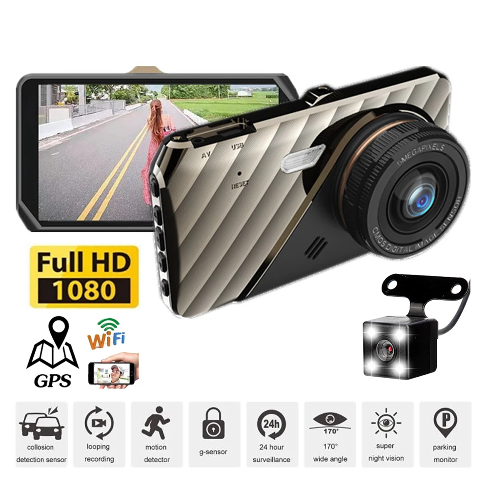 

Car DVR WiFi Dash Cam Full HD 1080P Rear View Vehicle Camera Video Recorder Black Box Auto Dashcam GPS Logger Car Accessories