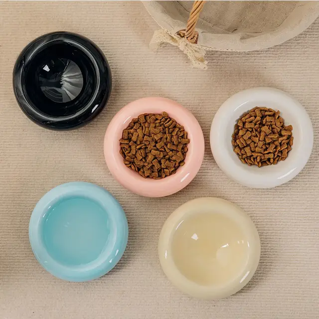 Anti-spill Water Bowls Snack Bowls Ceramic Cat Bowl High Appearance Level Pet Supplies Doughnut Tableware Dudu Cat Food Bowls 3