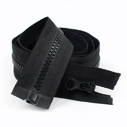 Adjustable Resin Zipper for Sewing Projects - Dual Slider, Open - End, Multiple Lengths (Black - Single)
