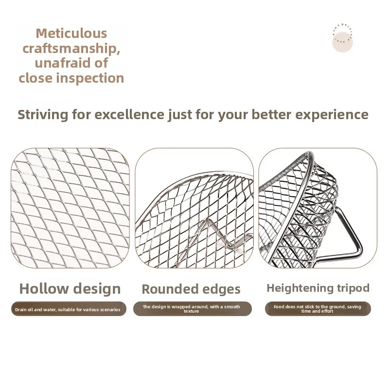 Three Layer Stackable Air Fryer Accessories Stainless Steel Barbecue Dehydration Rack Oven Universal Anti Scald Food Oil Rack