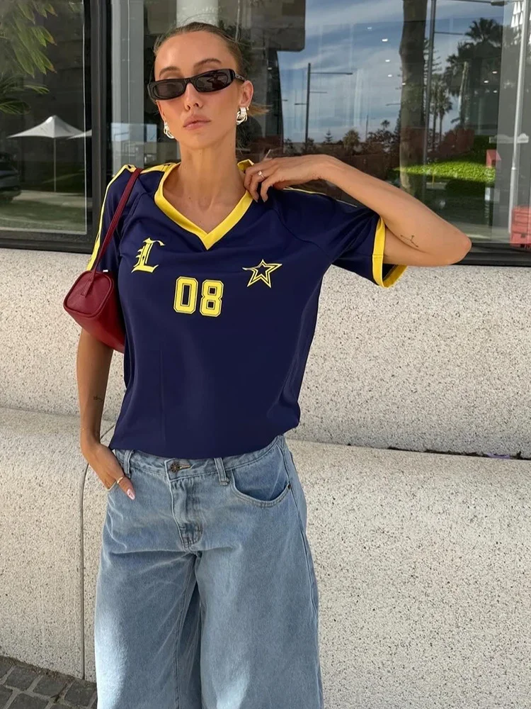 Maglietta da donna, a maniche corte, con scollo rotondo
