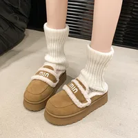 2024 Autumn/winter new m letter Baotou cotton mop with pile pile socks senior sense casual style plus velvet - Image 3