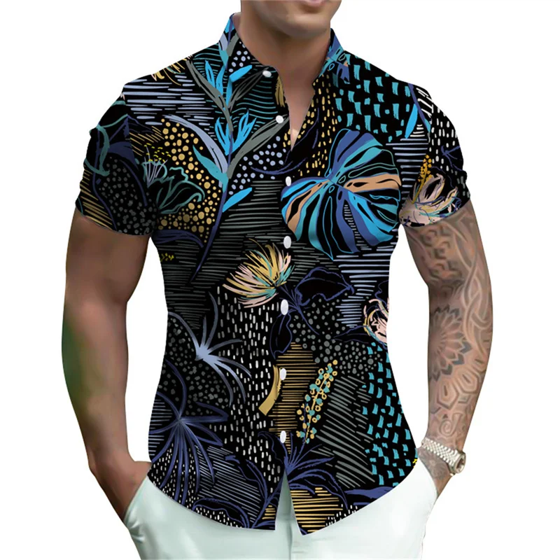 thumbnail image 1 of Camisas nuevas de verano 2024 para hombre, blusas cómodas y ajustadas, camisas de manga corta con estampado 3D de lujo, camisas florales de moda urbana, ropa para mujer, 1 of 5