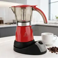 Cafetière électrique 480W, 300ml/6 tasses, cafetière italienne portable en aluminium pour la maison, percolateur pour la maison, noir 5