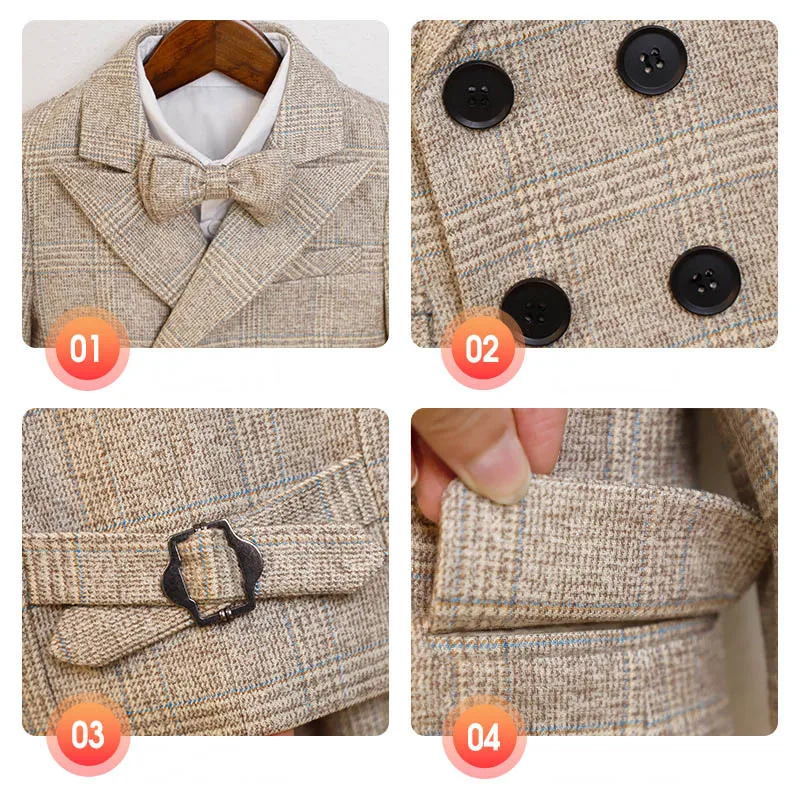 Junge Teen Jungen Anzug Britischen Plaid Blazer Weste Anzug Für Kinder Junge Herbst Junge Hochzeit Geburtstag Party Klavier Leistung Kostüm – Detail 12