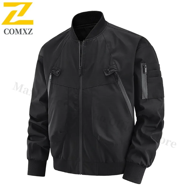 EiAO New Autumn Men's Outdoor Windbreaker Functional Baseball Jacket Waterproof Lightweight Loose Fit Windproof Coat Plus Size