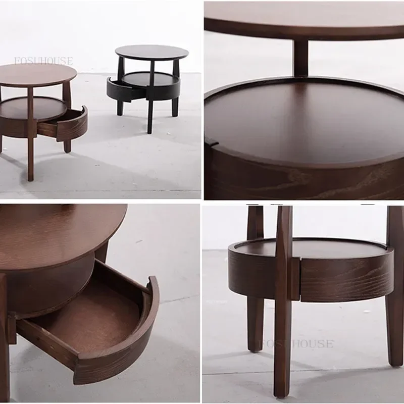 Nordic Solid Wood Nightstands for Bedroom Furniture Minimalist Designer Retro Bedroom Nightstand Solid Wood Side Table