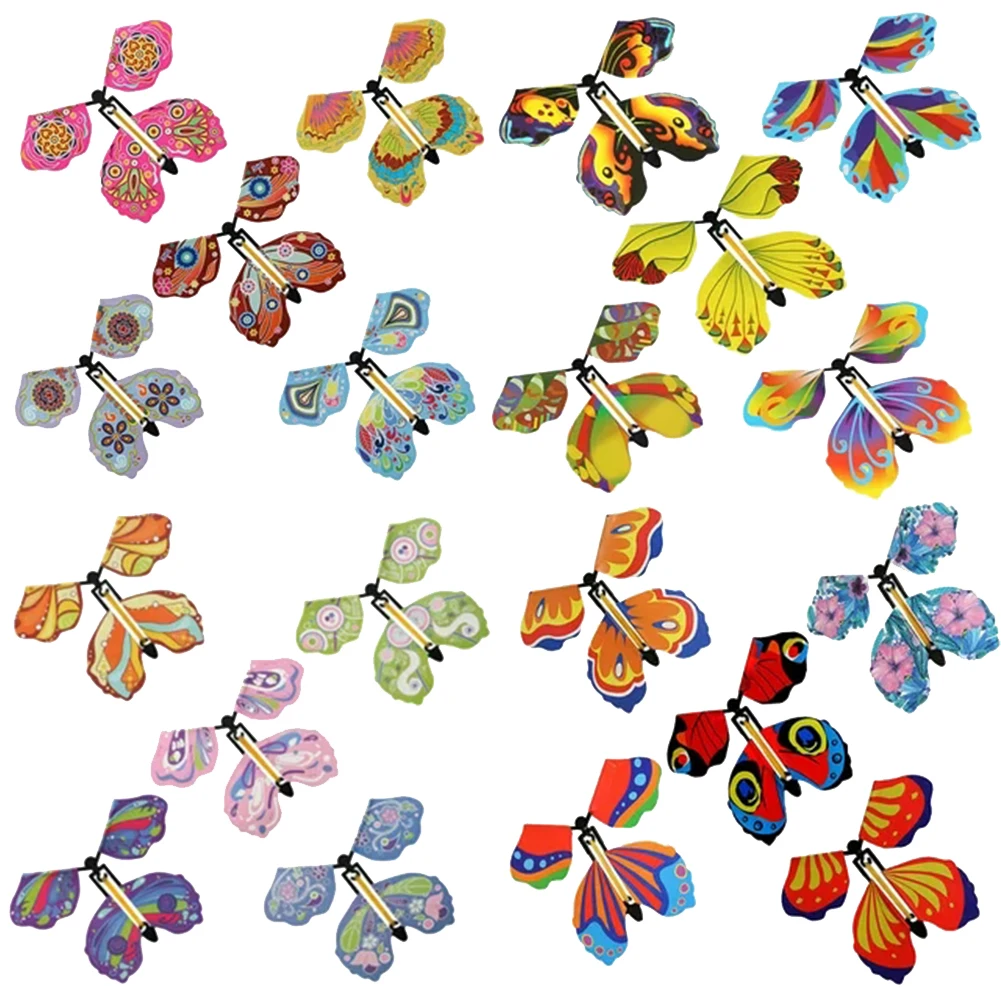 

20pcs Flying Butterfly Wind Up Butterfly Fairy Flying Toy Winding Rubber Band Toy Color Bookmark Party Great Surpris