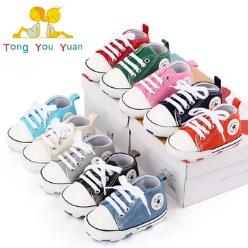 New Baby Shoes Boys Girls Classic Canvas Casual Sneakers Spring Newborn First Walker Toddler Soft Sole Non-Slip Walking Shoes 1