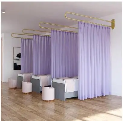Iron art U-shaped beauty salon physiotherapy bed Beauty bed health center partition curtain curtain support fram