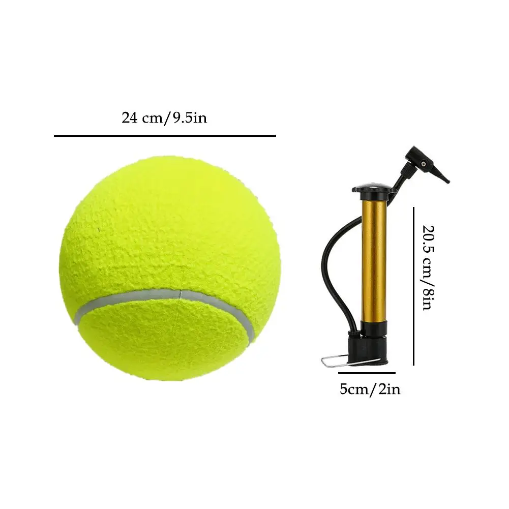 9.5 Inch Dog Tennis Ball Outdoor Sports Dog Chew Training Ball with Inflating Pump Funny Giant Pet Toys Outdoor Cricket Toy