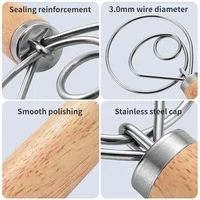 Mélangeur de pâte manuel fouet de pâte danois batteur à oeufs en acier inoxydable gâteau pâtisserie farines mélangeurs cuisine cuisson mélangeur outils 5