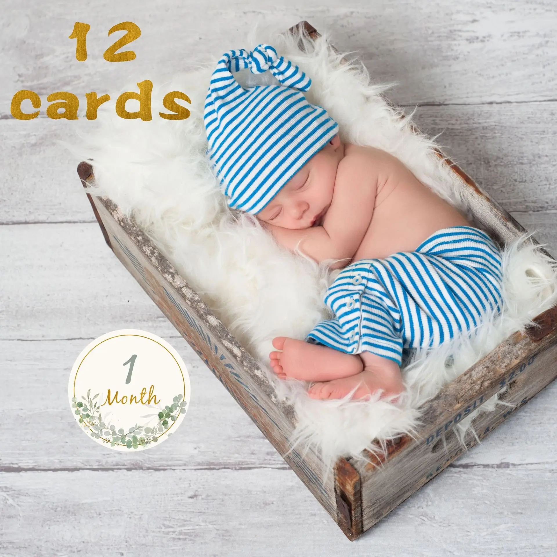 Photoshoot Baby Birth Month Blanket 12pcs Newborn Milestone Cards