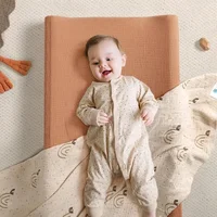 Housse de matelas à langer en coton doux et respirant, 2 pièces, tapis à langer pour nouveau-né, couleur unie, cadeaux de réception-cadeau pour bébé 2