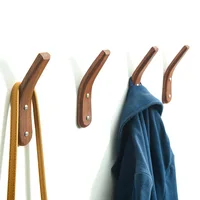 1Pc Oak Wood Coat Wall Mounted Vintage Single Hook Hat Rack Towel Hanger Wood Wall Organizer Hook Decorative For Home Bar Hotel 2