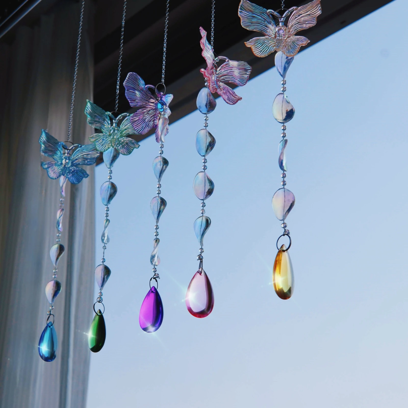 Crystal Suncatchers With Prisms Window Hanging Rainbow Makers Indoor Decor Butterfly Designs Prismatic Light Catche 1Pc/6Pcs