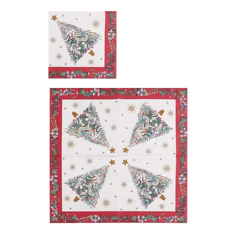 Christmas Party Ambience Decorative Paper Family Paper Towel Printed Napkin Colourful Christmas Series Square Tissue