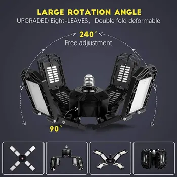 조정 가능한 패널 8 개가 있는 LED 차고 조명, 천장 장착형 작업장 작업등, 작업장 산업 조명용 전구, E26, E27, 150W
