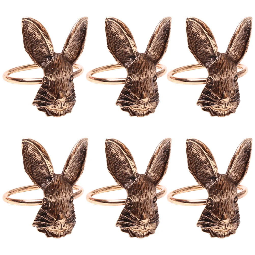 

6 Pcs Rabbit Napkin Rings Holder Thanksgiving Party Decorations Buckle Table Alloy Serviette Clasp