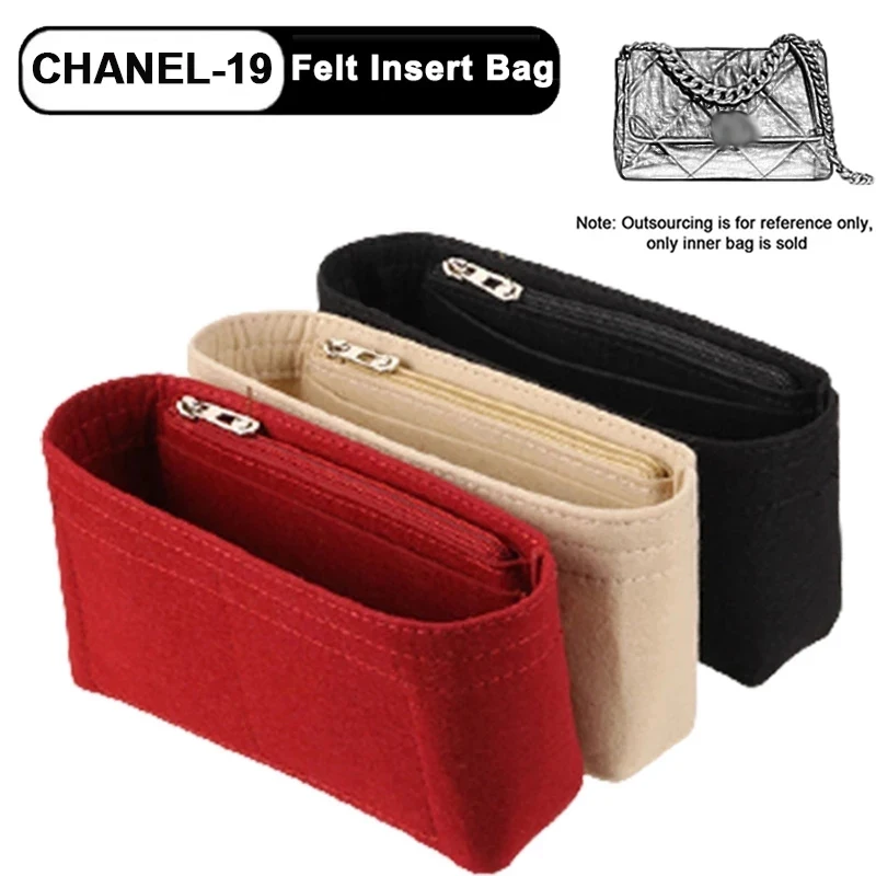 For Chanel19 Flap Handbag Felt Cloth Insert Bag Organizer Makeup Handbag Organizer Travel Inner Purse Cosmetic Bags