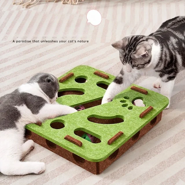 Diy Pet Cat Puzzle Maze Holes Toys Felt Box With Bell Ball Kitten Playing Toys Interactive Funny Combination Set Cat Supplies Diy Pet Cat Puzzle Maze Holes Toys Felt Box With Bell Ball Kitten Playing Toys Interactive Funny Combination Set Cat Supplies
