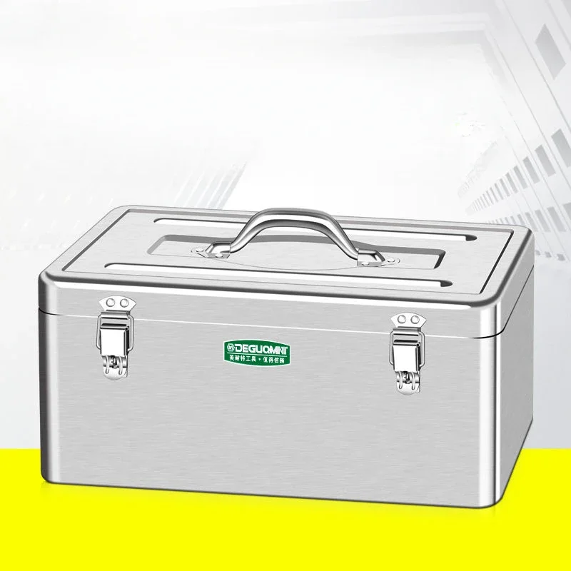 Tool box Car Mounted Household Multifunctional Stainless Steel Portable Large-sized Thickened Metal Sheet Box Locking Holes 4