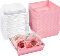Small Charcuterie Boxes with Clear Lids, To Go Paper Disposable Food Containers, 5 Inches Bakery Dessert Boxes 1