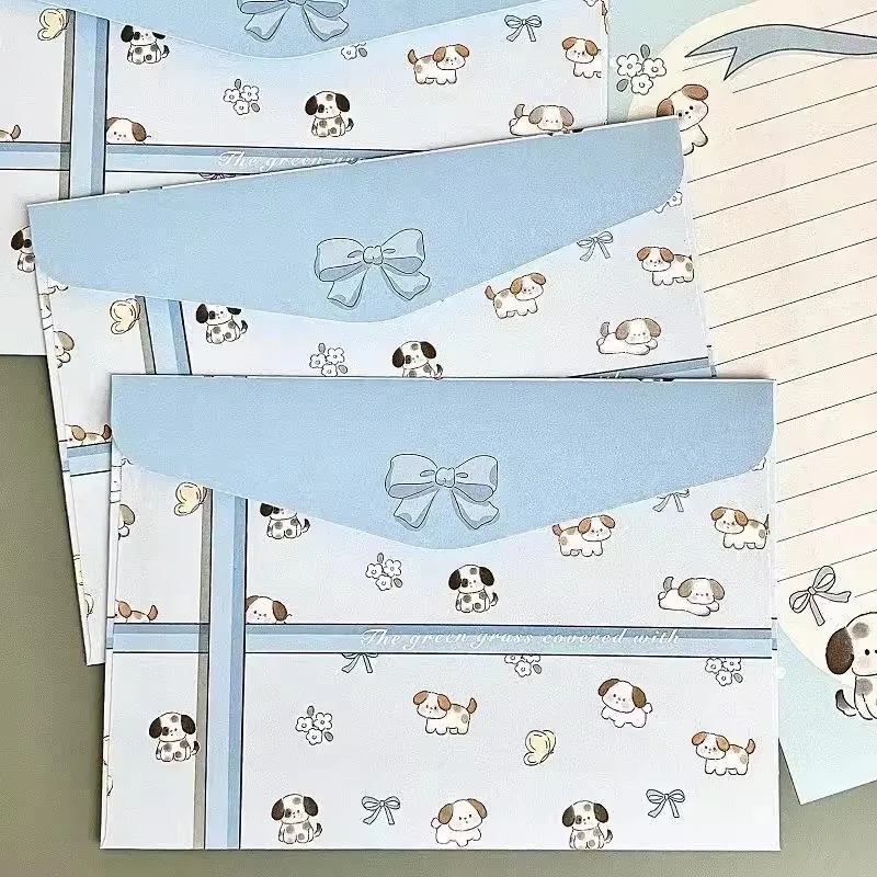 8pcs/set Kawaii Cartoon Dog Envelopes kraft paper envelopes mailing envelopes mini envelopes window envelopes mailing bags gift card envelopes Cute Letter Pad DIY Wedding Party Invitation Card Postcard Cover Gifts Wrap Bag Stationery