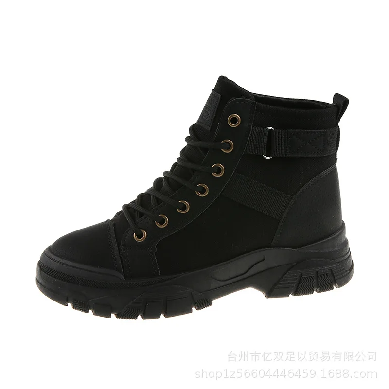 New 2022 Ladies Boots Fashion Shoes Autumn Winter Comfortable Leather Thick Platform Ankle Boot Platform Boots Female