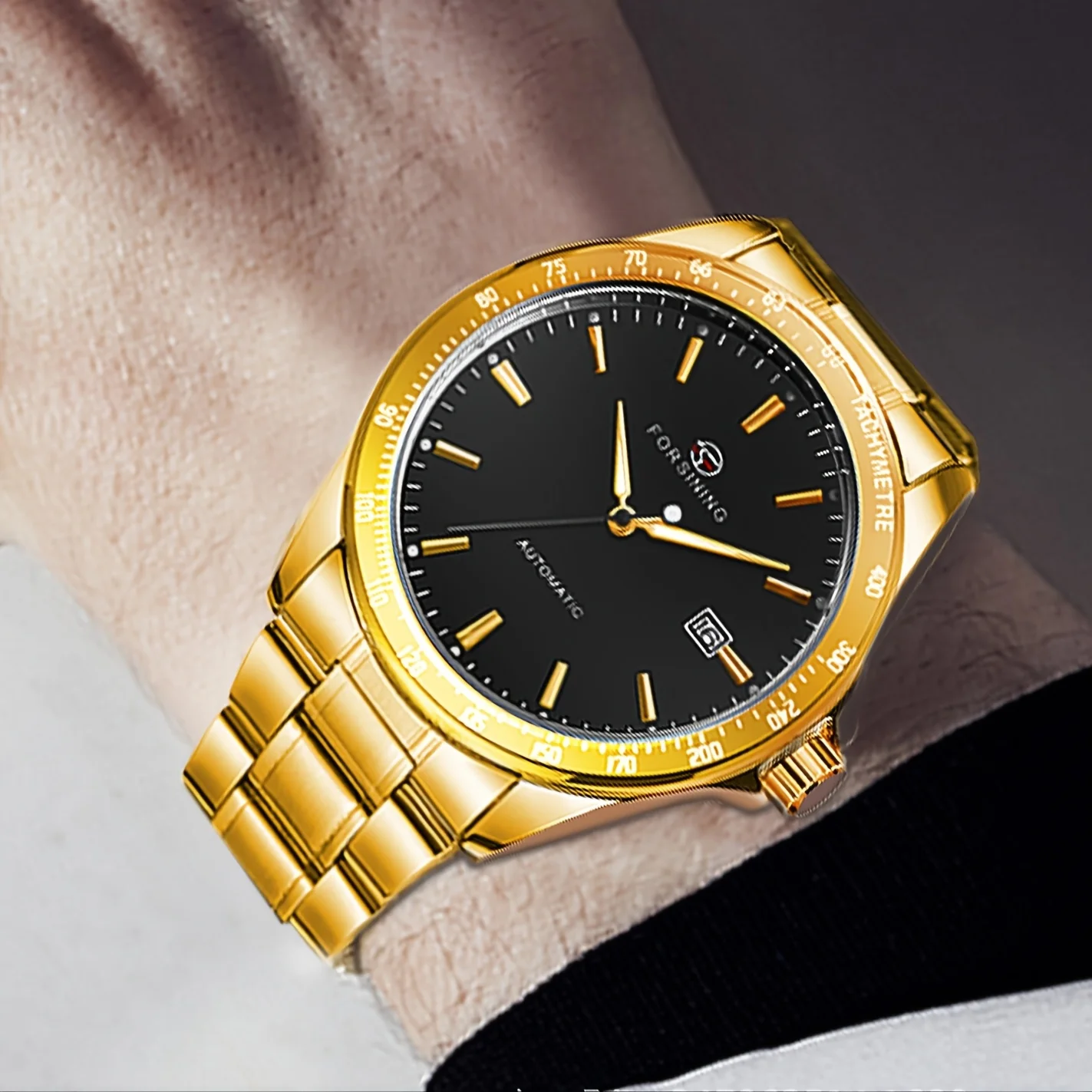 Orologio meccanico automatico di lusso per uomo - Cinturino in acciaio inossidabile, telaio ritagliato, elegante cassa in acciaio inossidabile, regalo perfetto per lui, Business C_voghion.com