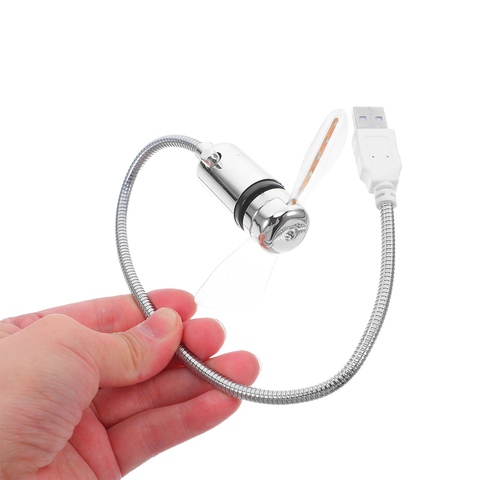 Mini USB Fan Silver 41cm LED Colorful Pattern Blades Desktop Laptop Portable USB Powered Cooling Fan Rechargeable