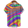Summer Oversized Romantic Rainbow Pattern Shirt For Men Fashion Short Sleeve Digital Print Tee Shirts Top Mens Hawaiian Shirt 4
