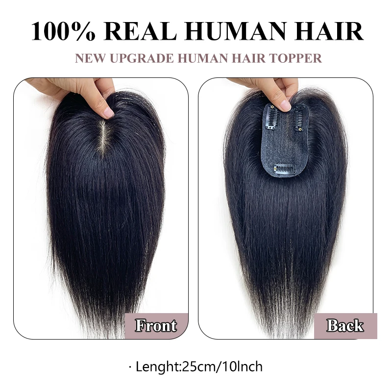 Human Hair Hairnet 7X10cm French Bangs Toupee 25cm Straight Clip in Hair Extension Improve Volume Topper Pieces