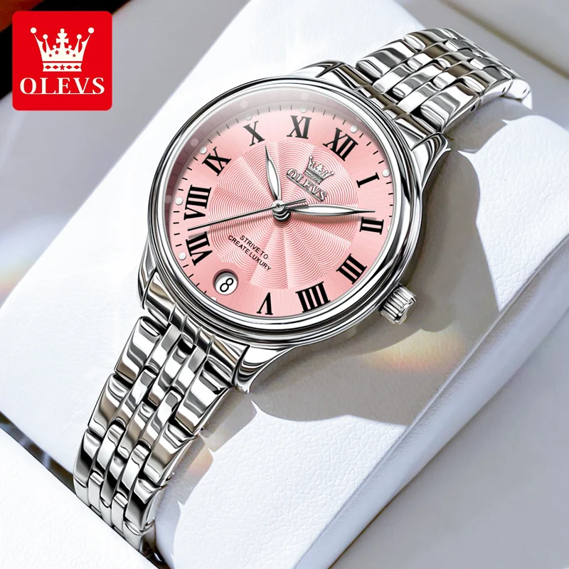 

Elegant Women Quartz Wristwatch Luxury Brand Roman Scale Date Luminous Hands Water Resistance Ladies Bracelet Watch Gift Box Set